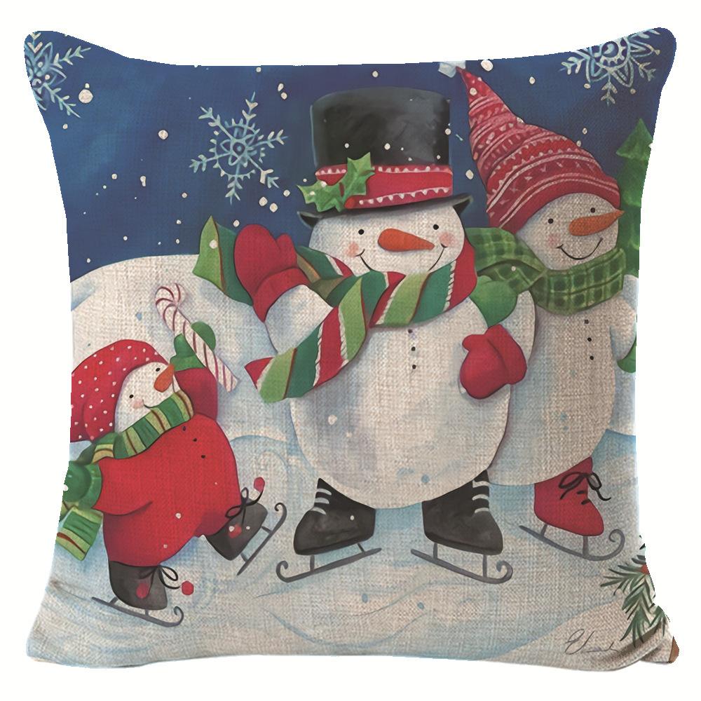 New Snowman Pillow Cover Christmas Print Decorative Cushion Cover Bedside Sofa Linen Pillow