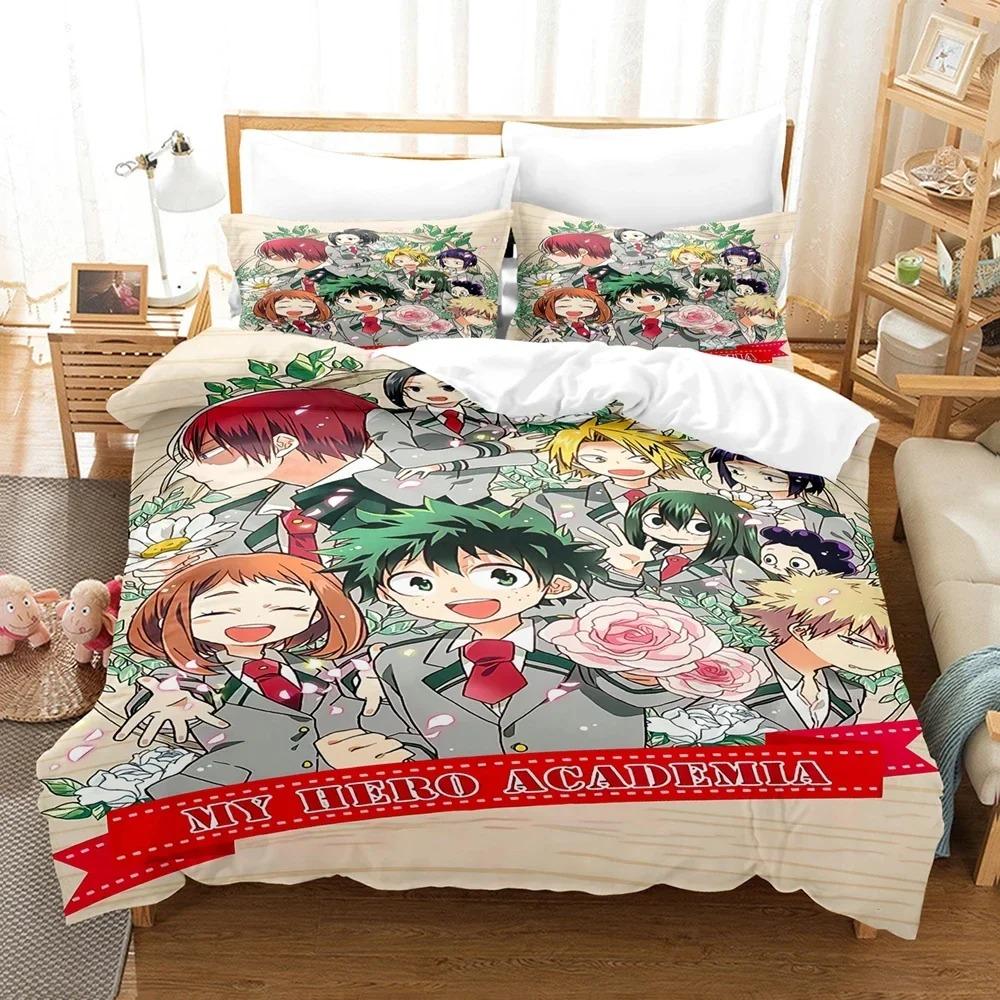 3D Print Anime My Hero Academia Bedding Set Duvet Cover Bed Set Quilt Cover Pillowcase Comforter King Queen Size Boys Adult