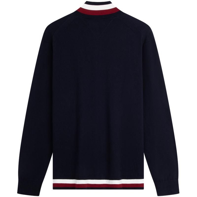 Tommy Hilfiger Business Casual Commuter Color Block Striped Stand Collar Knit Sweater Unisex sweater XM0XM06089