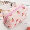 Quilted Cosmetic Pouch Soft Zippered Cute Peach Cherry Toiletry Bag Travel Makeup Bag Portable Organizer
