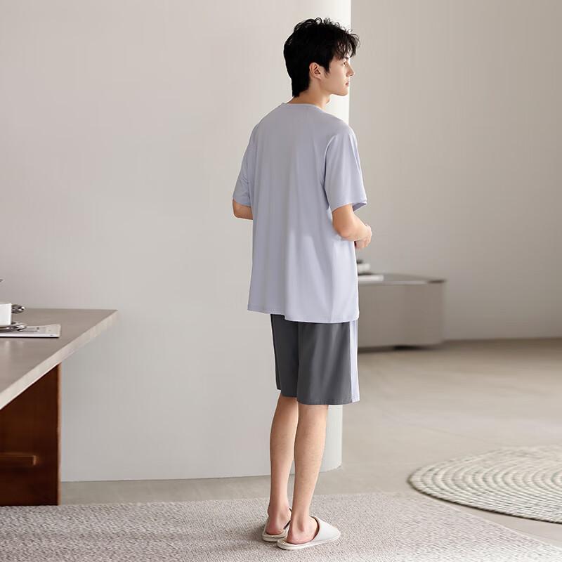 LangSha Summer Pajamas for Men, Thin Modal Short-Sleeve Shorts Set, Father's Day Large Size Loose Japanese Style New Home Wear Outfit
