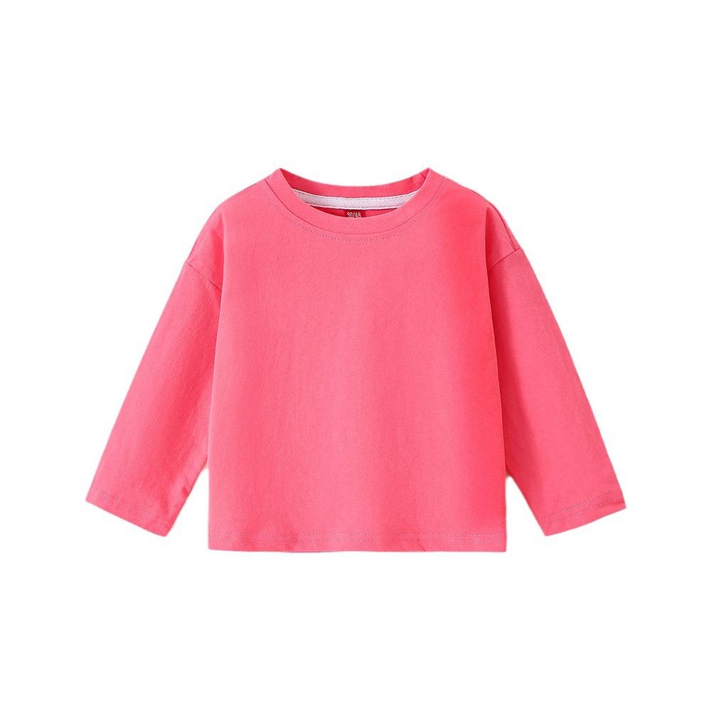 Winter Korean Style Girls' Candy Long Sleeve Cotton Base Shirt Children's Clothing All-Match Candy Basic Boys' Round Neck T-shirt
