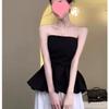 Off-Shoulder French Pleated Bandeau: Cinched Waist, Sweet & Spicy Bud-Shaped Slim-Fit Camisole, New Elegant Summer Design.