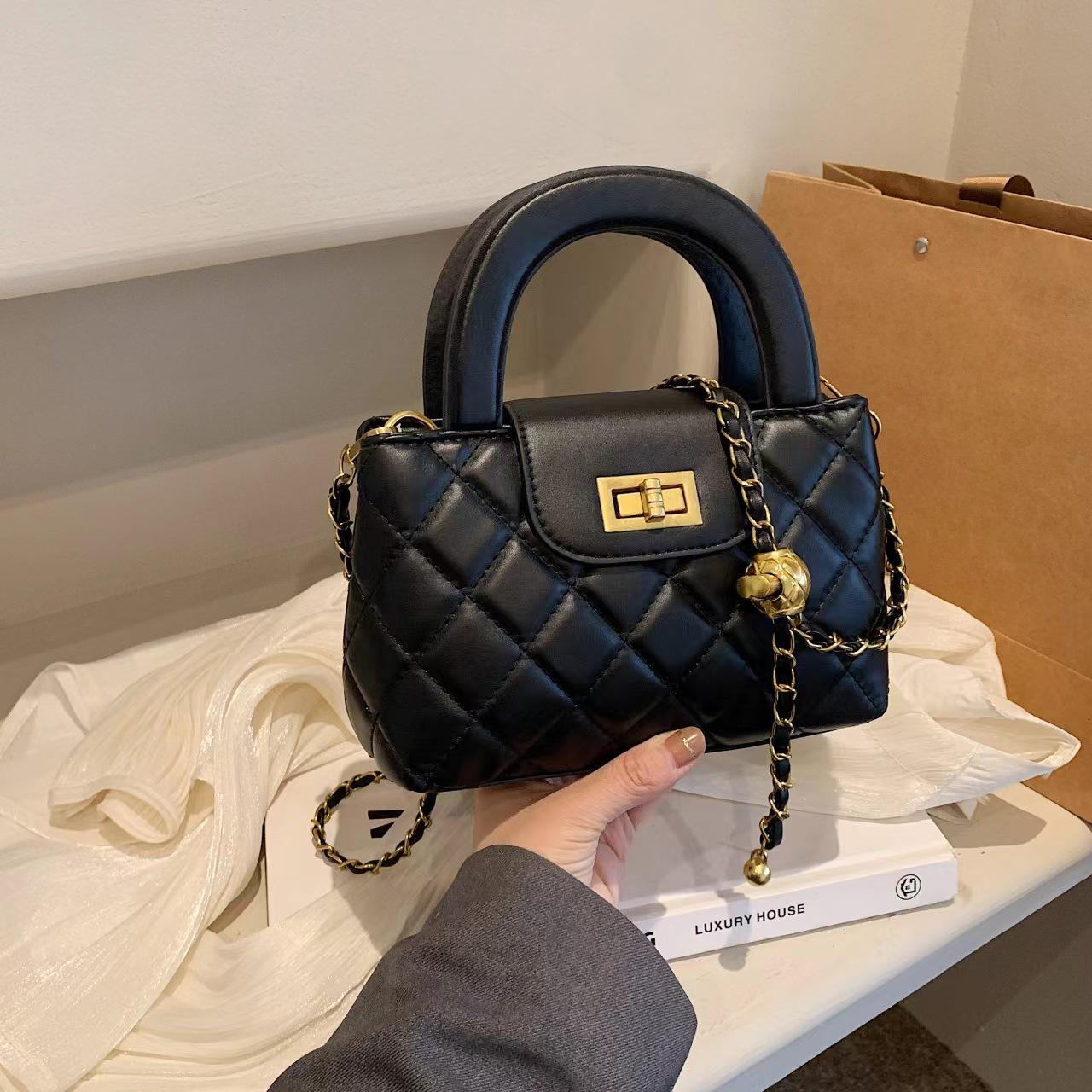 

Сумка-цепочка, сумка Xiaoxiangfeng Rhombus, женская сумка-мессенджер через плечо премиум-фактуры чёрный