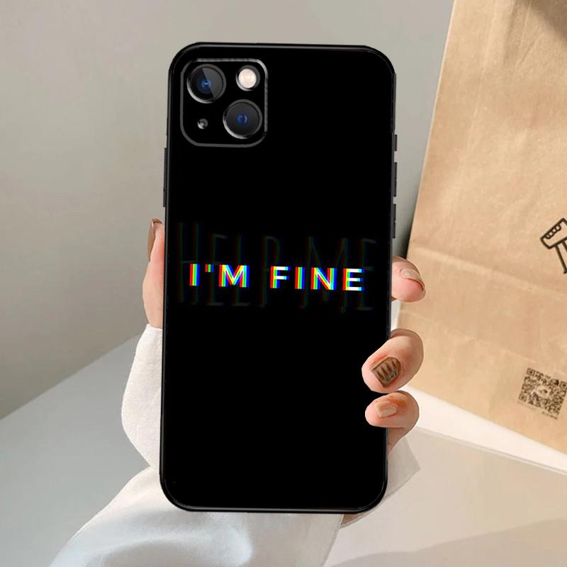 Sad Depression Black Word Phone Case For iPhone 16 15 14 11 12 13 Pro Max Mini Plus X XS Max XR Cover Coque