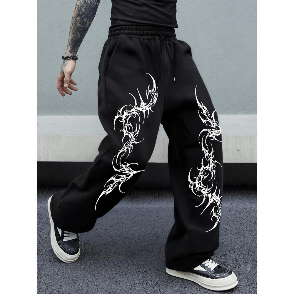 

Street Style Men s Sports Pants, Unique Gothic Printed Drawstring, Suitable for Street Wear and Casual Daily Wear XXL