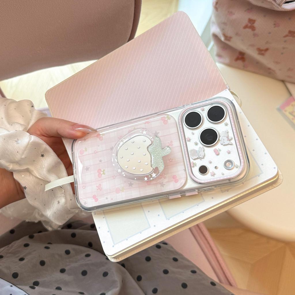 Creative Strawberry Stand Phone Case for iPhone 16, iPhone 17, and iPhone 17 Pro Max