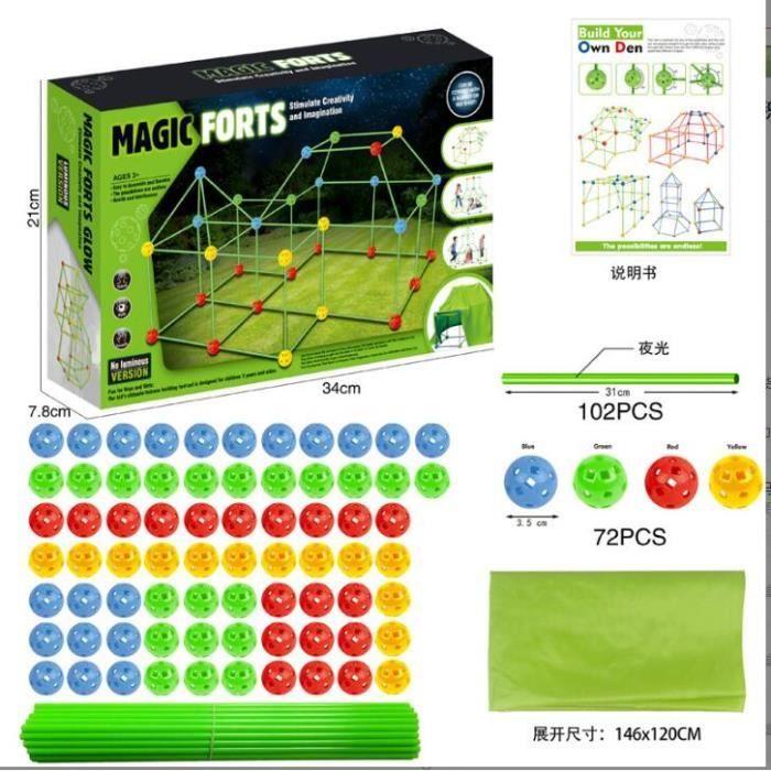 Construis Ton Château Fort - Kit De Construction Cabane Enfant Intérieur Ou Exterieur, Jeu Construction Enfant 5 Ans Ou Plus,