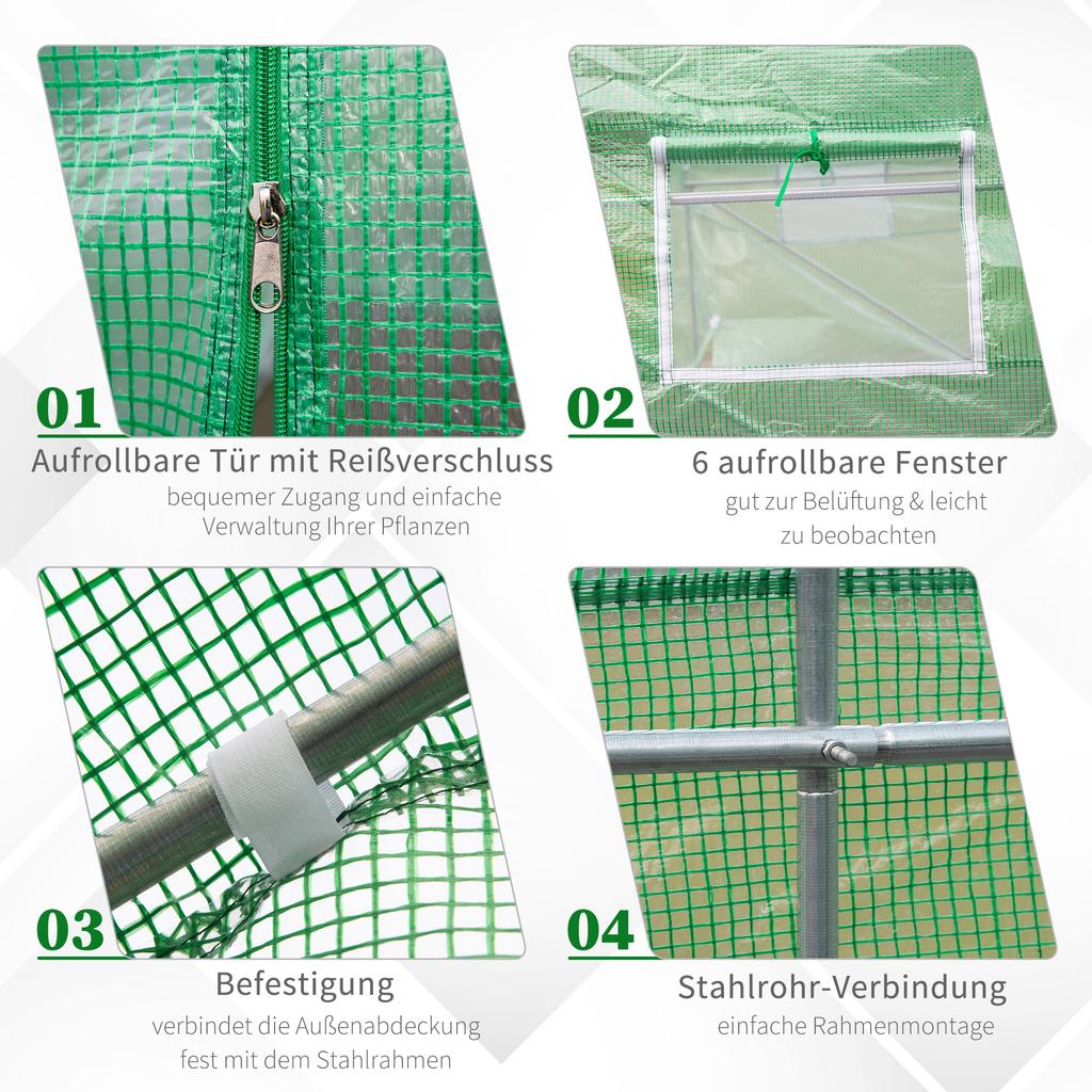 Foil Greenhouse Foil Greenhouse Cold Frame Plant House Tomato House Gable Roof 350L × 300W × 200H Cm