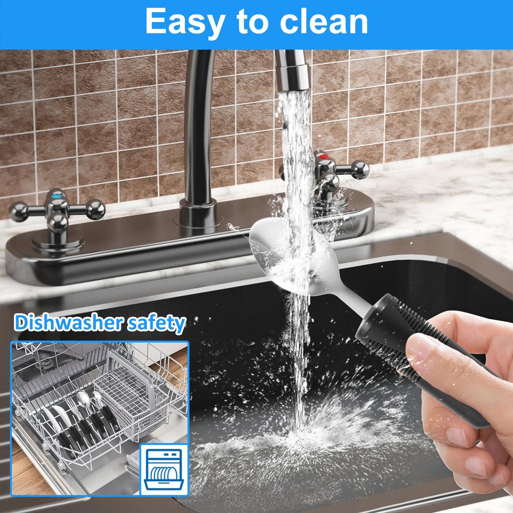 Soft rubber Handle Anti-Shake Adaptive Tableware Disabled Elderly stainless steel Knife Fork Spoon Rehabilitation Food Aid Set