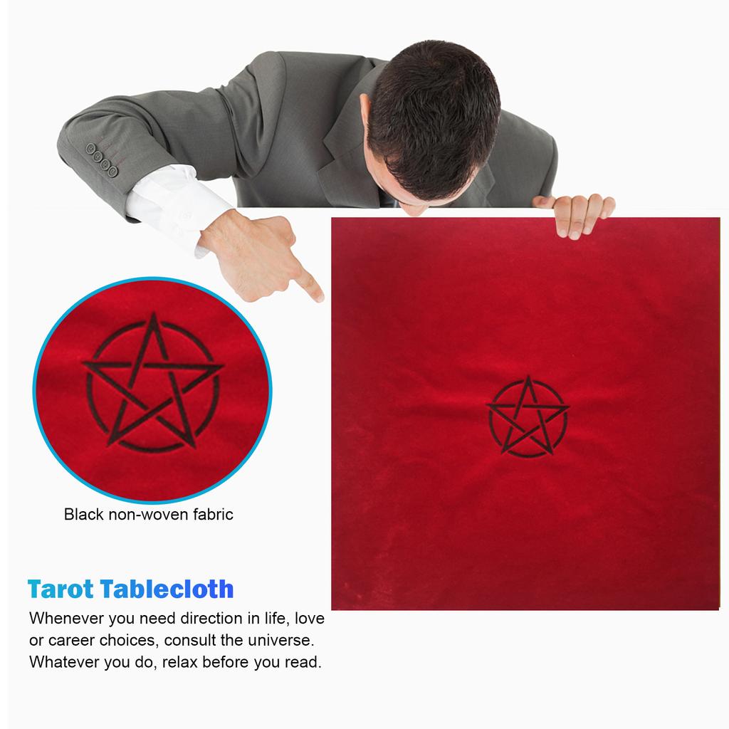 Pentagram Tarot Tablecloth with Bag Velvet Altar Tarot Cloth 50x50cm Divination Table Cloth Home Table Decoration