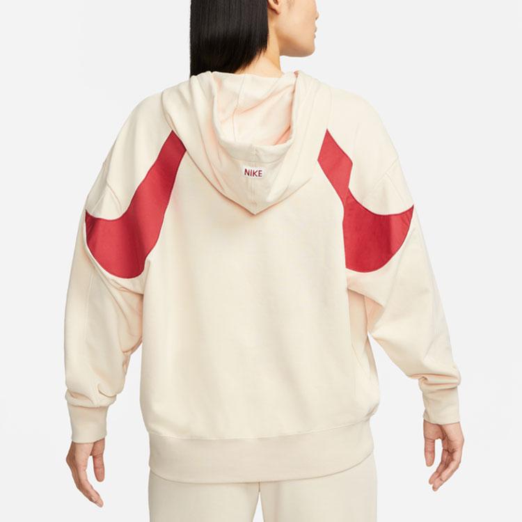 Nike Women'ss Drawstring Hooded Long-Sleeve Sweatshirt Beige DQ6225-219