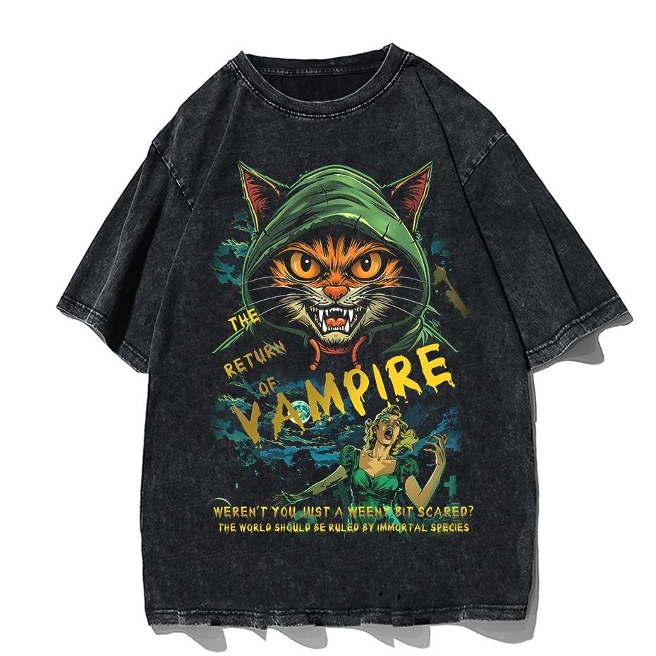 New Funny Cat Cartoon Graphic Men Women Tees Casual Baggy Short Sleeve Japanese Style Oversized T ShirtPersonalized Clothing