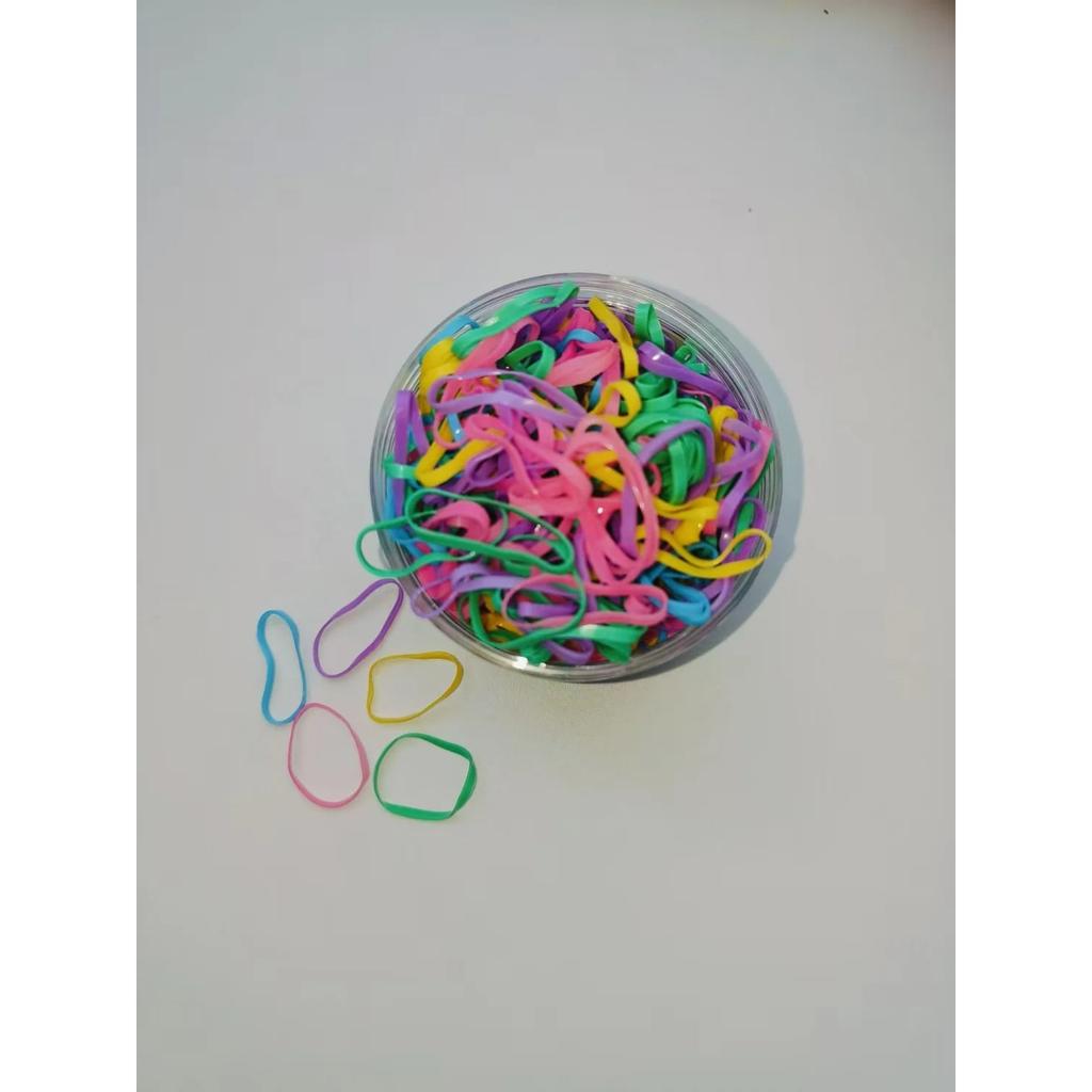 1000-piece Set of Multi-color Elastic Hair Ties, Simple and Elegant for Women's Daily Use. (Jar for Photography Only.)