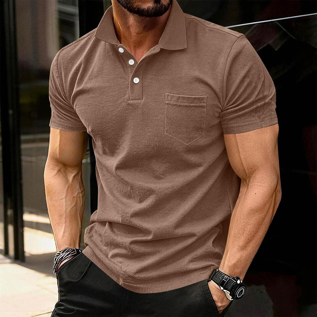 Men's Fashion Shirts Short Sleeve Casual Cotton Golf Shirts Moisture Wicking Shirt With Pocket