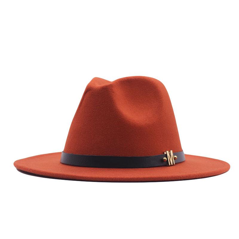 eBay European and American fashion autumn and winter new M belt woolen top hat men's and women's jazz hat