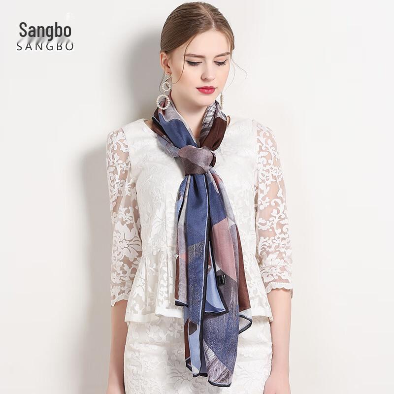 SANGBO Mulberry Silk Herringbone Scarf