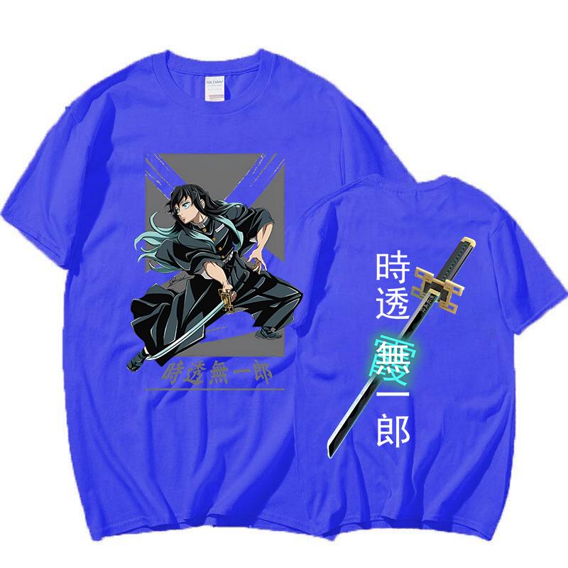 New Anime Tokitou Muichirou Print Short Sleeve T Shirts Women's Men's Crew Neck T-shirts Summer Comfy Soft Tees Tops