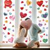 9Pcs 20X30Cm Valentine'S Day Window Stickers Cute Watercolor Red Heart Pattern Electrostatic Sticker Wedding Party Home Decor