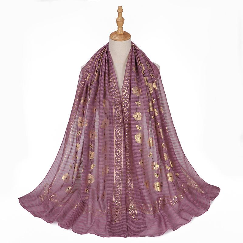New Printed Gilding Cotton Hijab Scarf Women Luxury Stripe Glitter Scarves Poncho For Women Headband Bandana Shawl Turban Islam