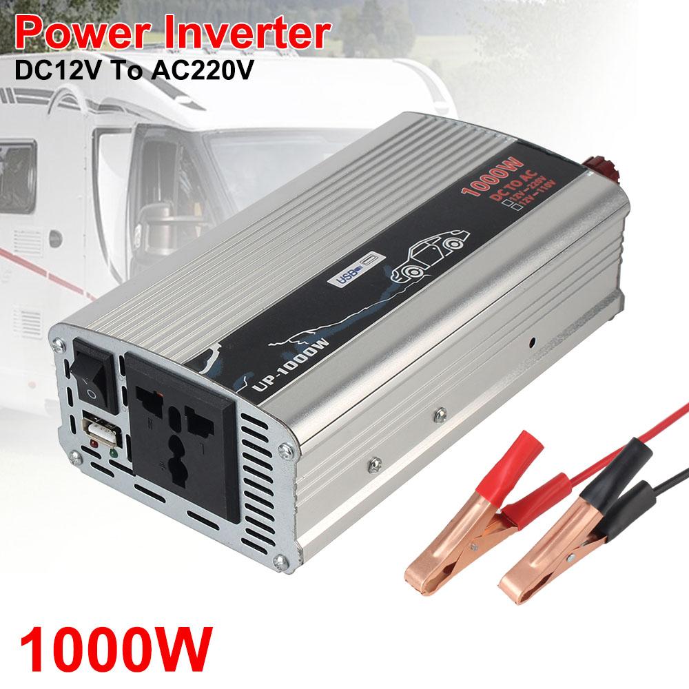1000W Multiple Protection Pure Sine Wave Power Inverter Electronic Voltage Transformer Solar Car Inverters 12V To 110V 220V for Car Home Laptop Truck
