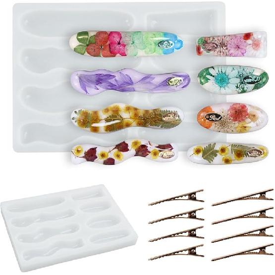 

Форма для заколки из смолы, Силиконовые формы для заколок с 8 шт. аксессуаров для заколок, Форма для заколок с неровным краем, Форма для литья эпоксидной смолы для изготовления украшений своими руками Hair Pin Mold