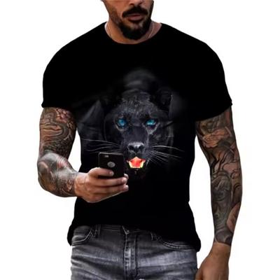 Moda Popular Novas camisetas gráficas de Pantera Tendência de Verão Homens Casual Bonito Manga Curta 3D Animal Impressão O-neck Tees Tops
