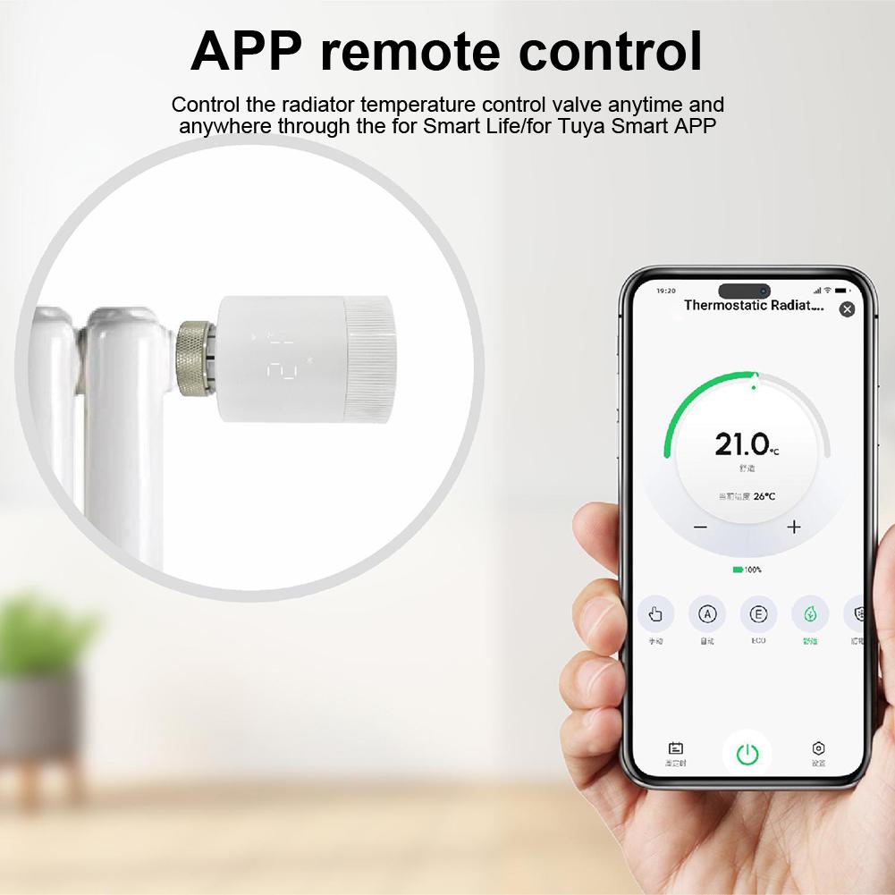 Smart TRV for Tuya with WiFi Connectivity Weekly Scheduling and Voice Features for Home Temperature Management