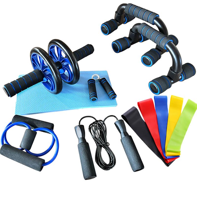 7-Piece Ab Wheel Fitness Set: Includes Push-Up Bars, Jump Rope, and Figure-Eight Resistance Bands