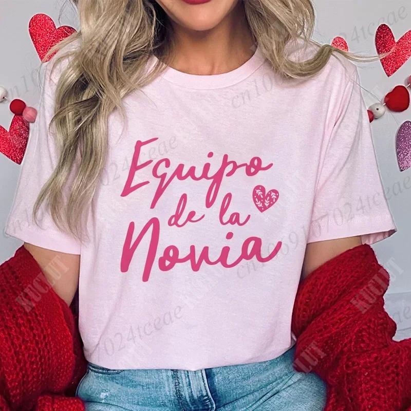 Team Bride Bridesmaid T-Shirt Spanish Girls Bachelorette Hen Party for Women Blouses Single Farewell Tops Bridal Wedding Tees