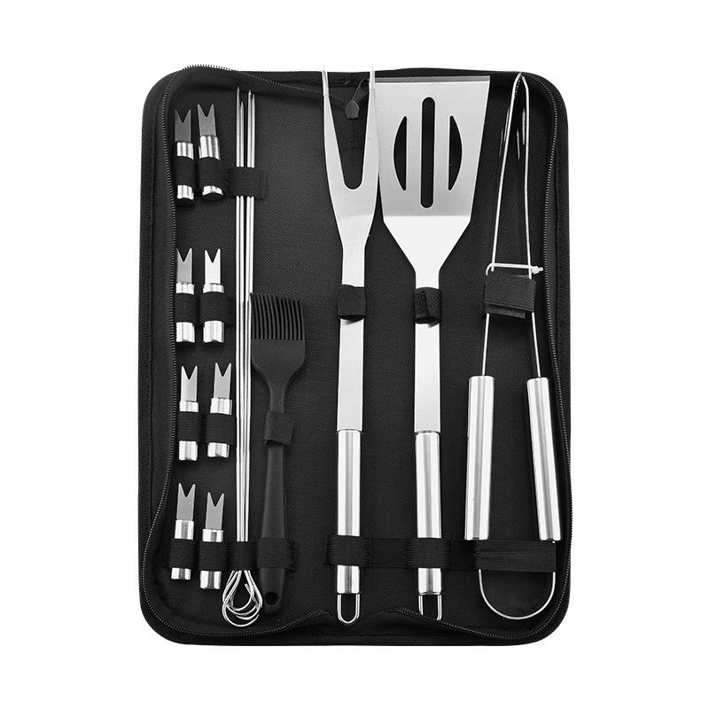 18-Piece Portable Stainless Steel BBQ Tool Set with Oxford Bag