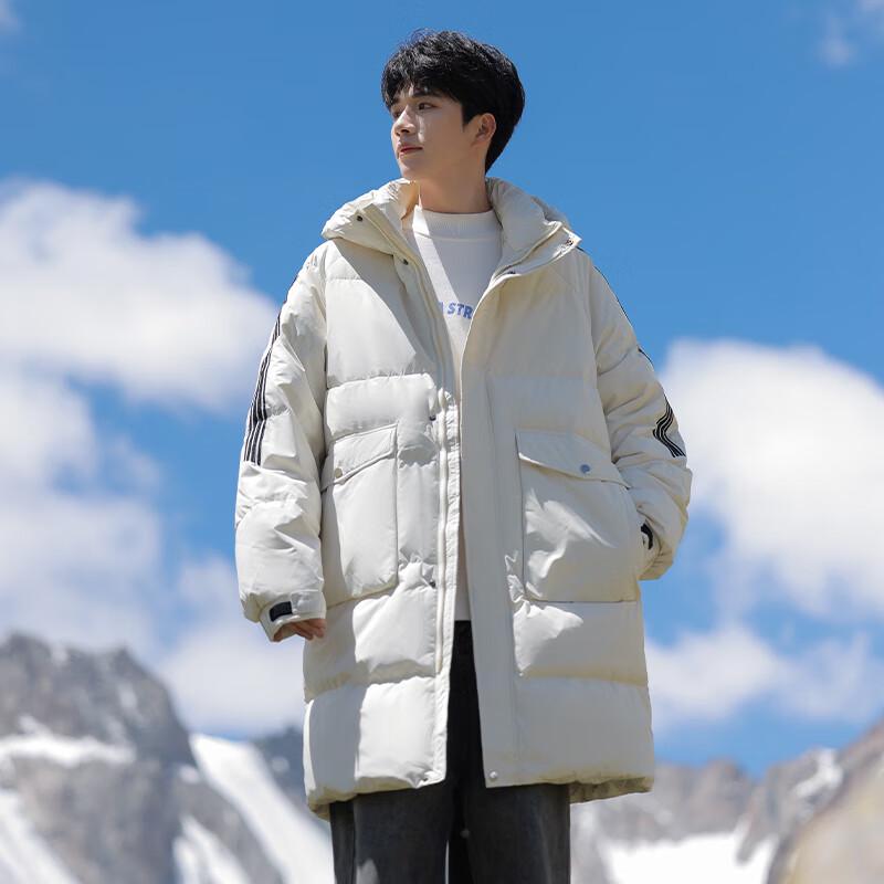 Wassup Sohot Men's Winter 90% Duck Down Hooded Mid-Length Jacket