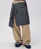 SOME PLACE Check Wrap Skirt Layered Basic Cotton Wide Pants Set [Beige]
