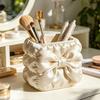 Tubular Pen And Brush Organizer Bow Holder, Silk Texture High-Density Case, Large Design Makeup Holder Capacity Elegant Organizer, for Desktop Storage