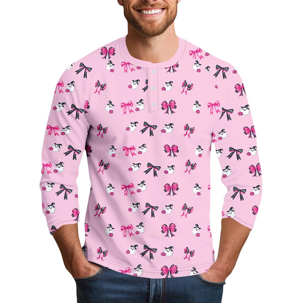 Men's Halloween Printed  Collar Three-Quarter Sleeve