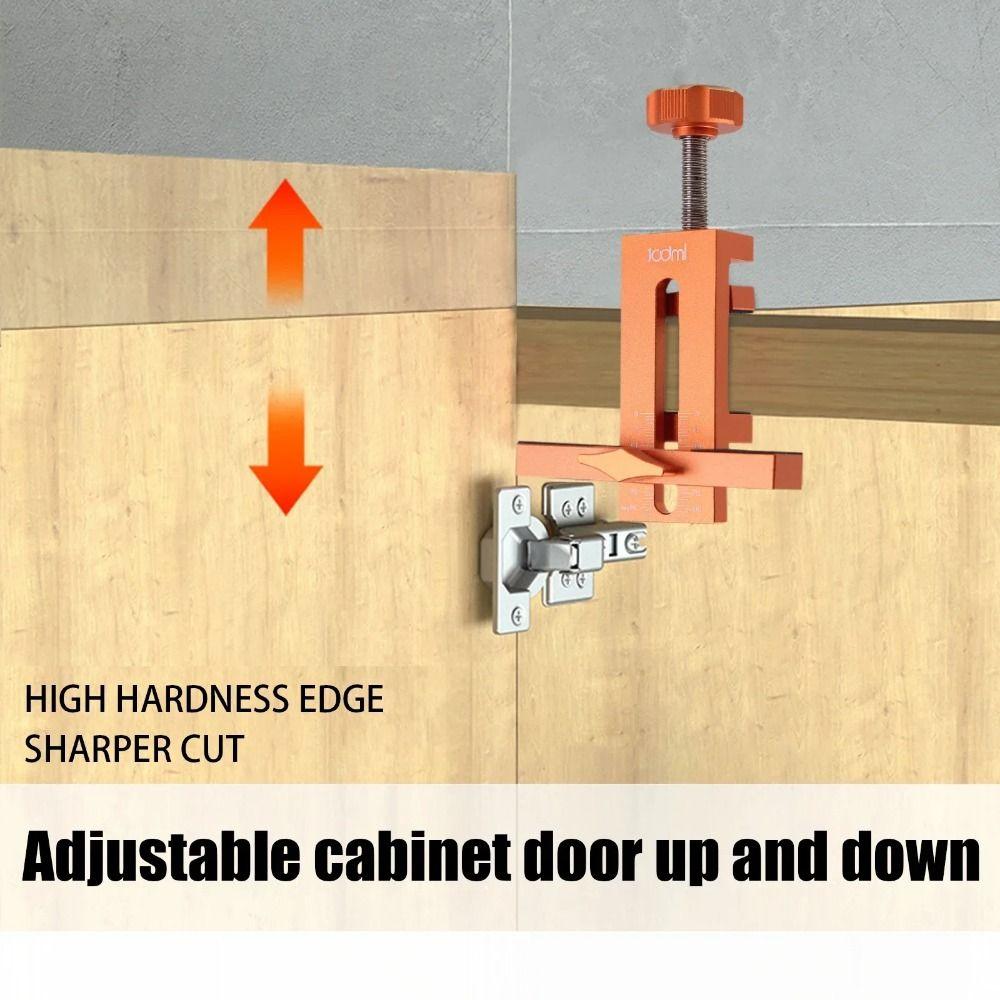 2 v 1 Polohovač pro instalaci dvířek skříněk s odskokem, děrovaná montážní šablona, instalace šatní skříně