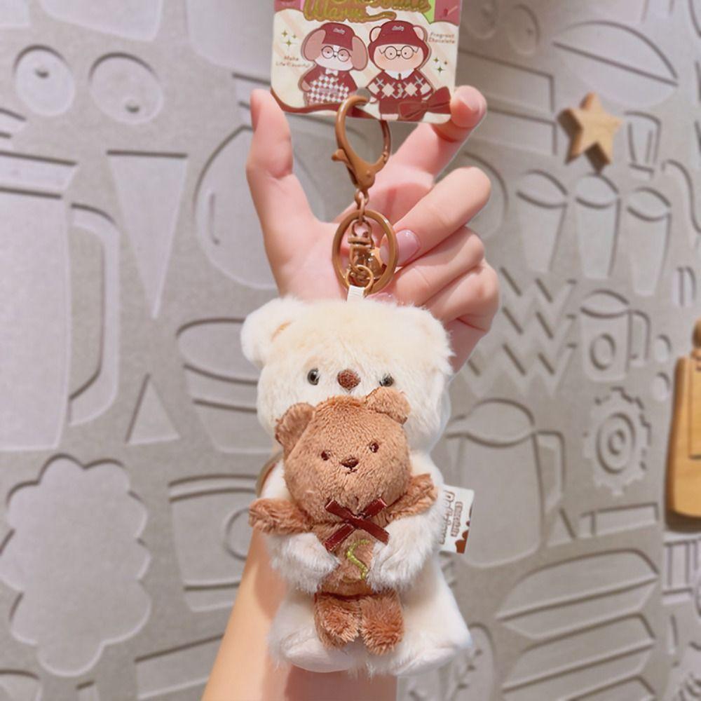 Cat Rabbit Dog Keychain Bear Key Ring Creative Rabbit Plush Dolls Pendant Girls