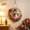 Christmas Snowman Gift Ideas Xmas Hanging Ornament, Round Acrylic Santa Reindeer Seasonal Winter Room Decor Door Sign for Festive Window Wall Parties