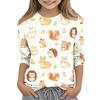 Kids Animal Print Crew Neck 3/4 Sleeve Casual T-Shirt Soft Comfortable Fabric Suitable for Everyday Wear and Outdoor Activities