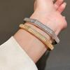 Copper Zirconia Clasp Bracelet With Geometric Design For Fashion And Office Wear