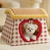 Semi Closed Dog Cat Nest Cat Bed for Indoor Cats Kennel Snooze Pet Bed Cozy Winter Warm Dog House Teddy Dog House Small Dogs
