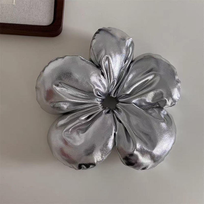 Trendy Oversized Blue Flower Scrunchie Headdress Women Girls Design Rubber Elastic Hair Band Vacation Hair Accessories