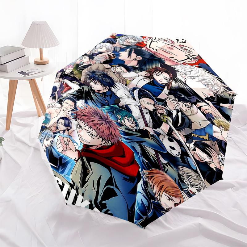 1pc Jujutsu Kaisen Character Collage Umbrella Automatic Opening & Closing, Foldable Design, Iron Frame, Outdoor Use, Perfect Gift for Fans, Travelers,