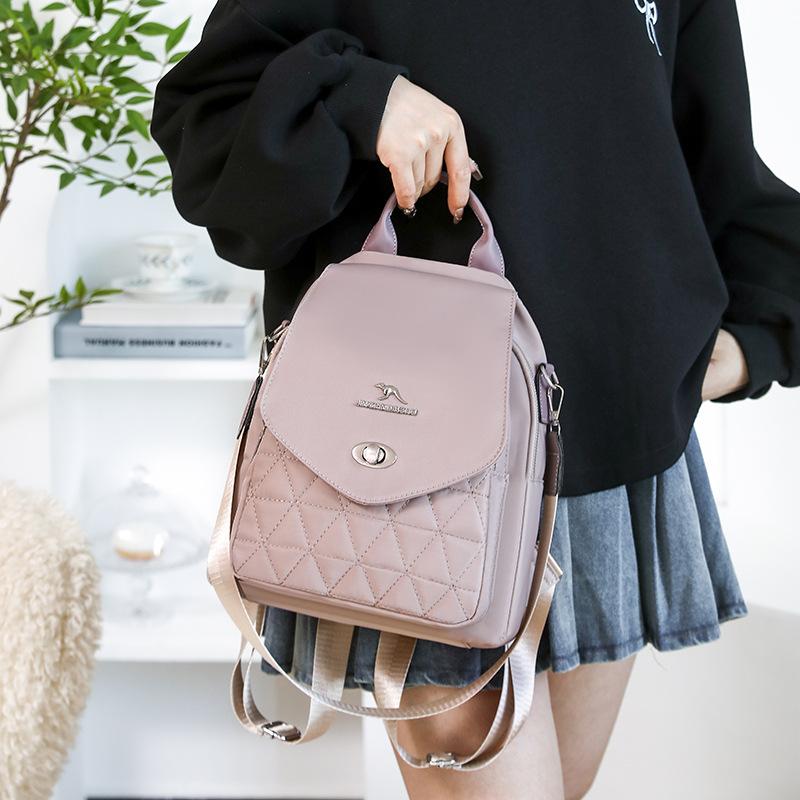 A Lady's High-end Embroidered Thread Travel Backpack, A Simple and Casual Fabric Multi-purpose Schoolbag