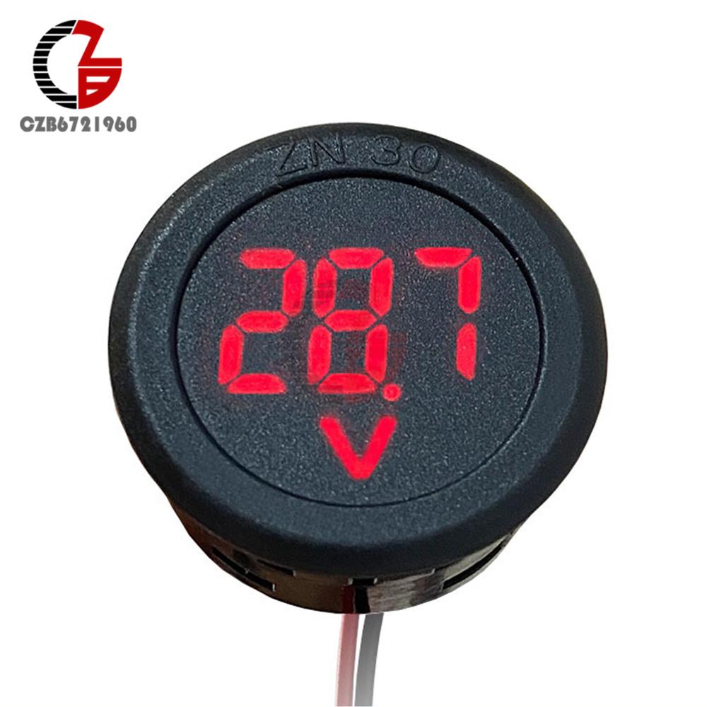 AC DC 50-500V LED Digital Display Circular Voltmeter 2 Wire DC Digital Voltmeter 12V Head Display Reverse Connection Protection
