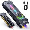 UV Flat EDC Flashlight Rechargeable 1800 High Lumens Pocket Light with RGB,Magnetic Base Small Flashlights with Dual Switch,Stepless Dimming,USB-C