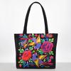 Ethnic Style Flower Embroidery Canvas Tote Bag Large Capacity Shoulder Handbag for Women