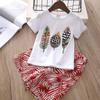 Kids' Casual Summer Outfit with Tropical Print T-Shirt and Wide-Leg Pants