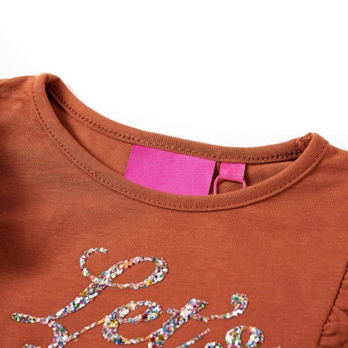 T-shirt enfants à manches longues imprimé pailleté 2 couleurs et 5 dimensions disponibles