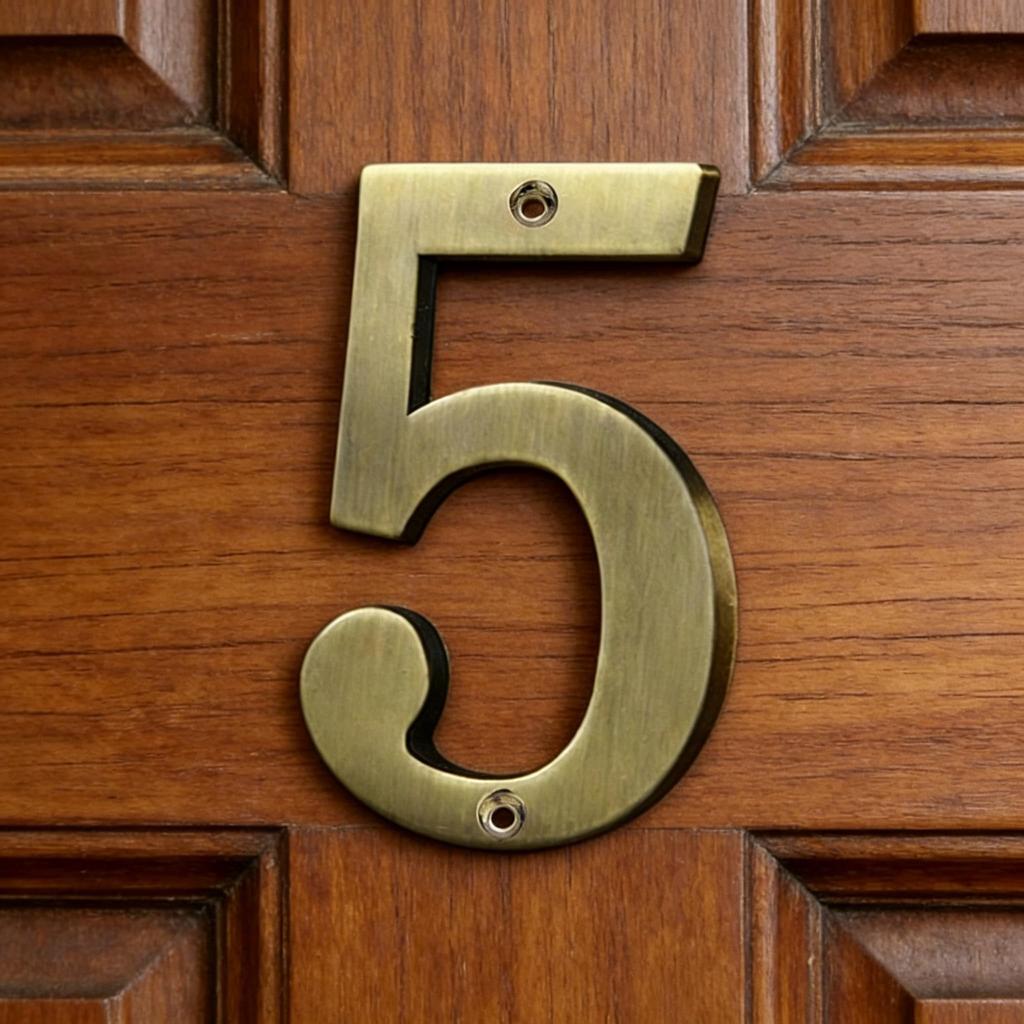 Solid Brass House Number Sign, 2.75 Inch (70mm) Metal Address Plaque for Mailbox, Apartment, Exterior Door, Number 8